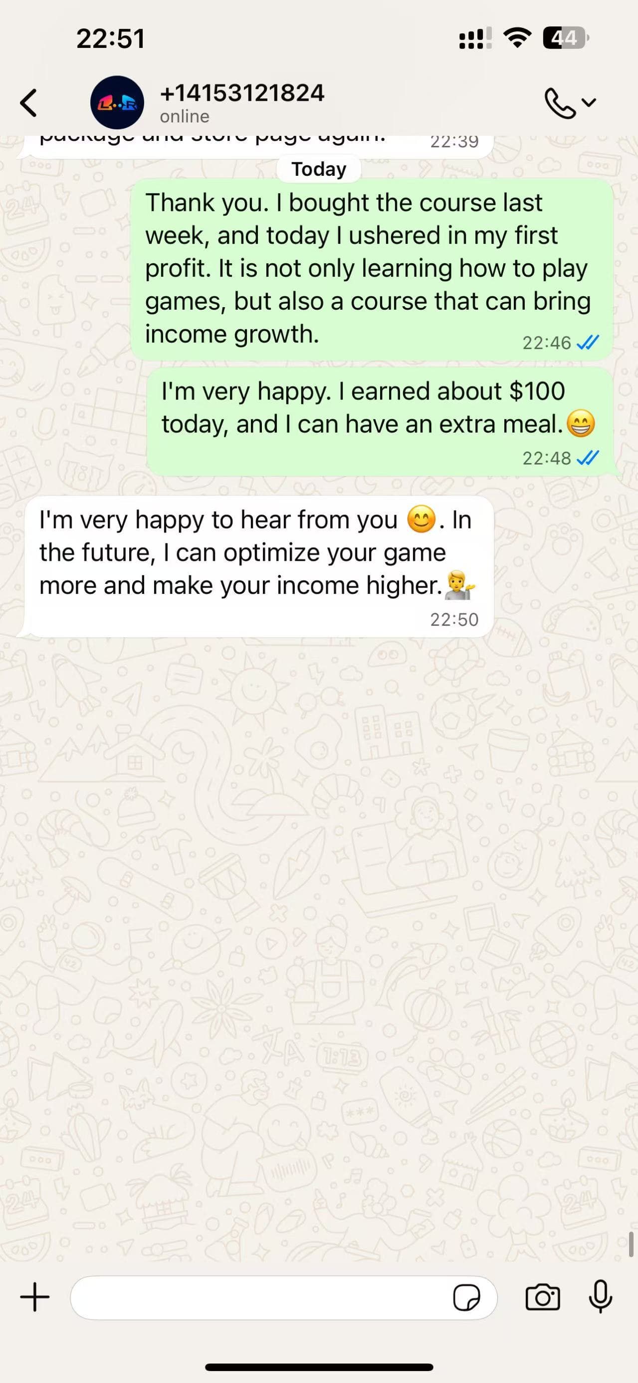 Support chat example for a Starter buyer asking about next steps after the first playable test.